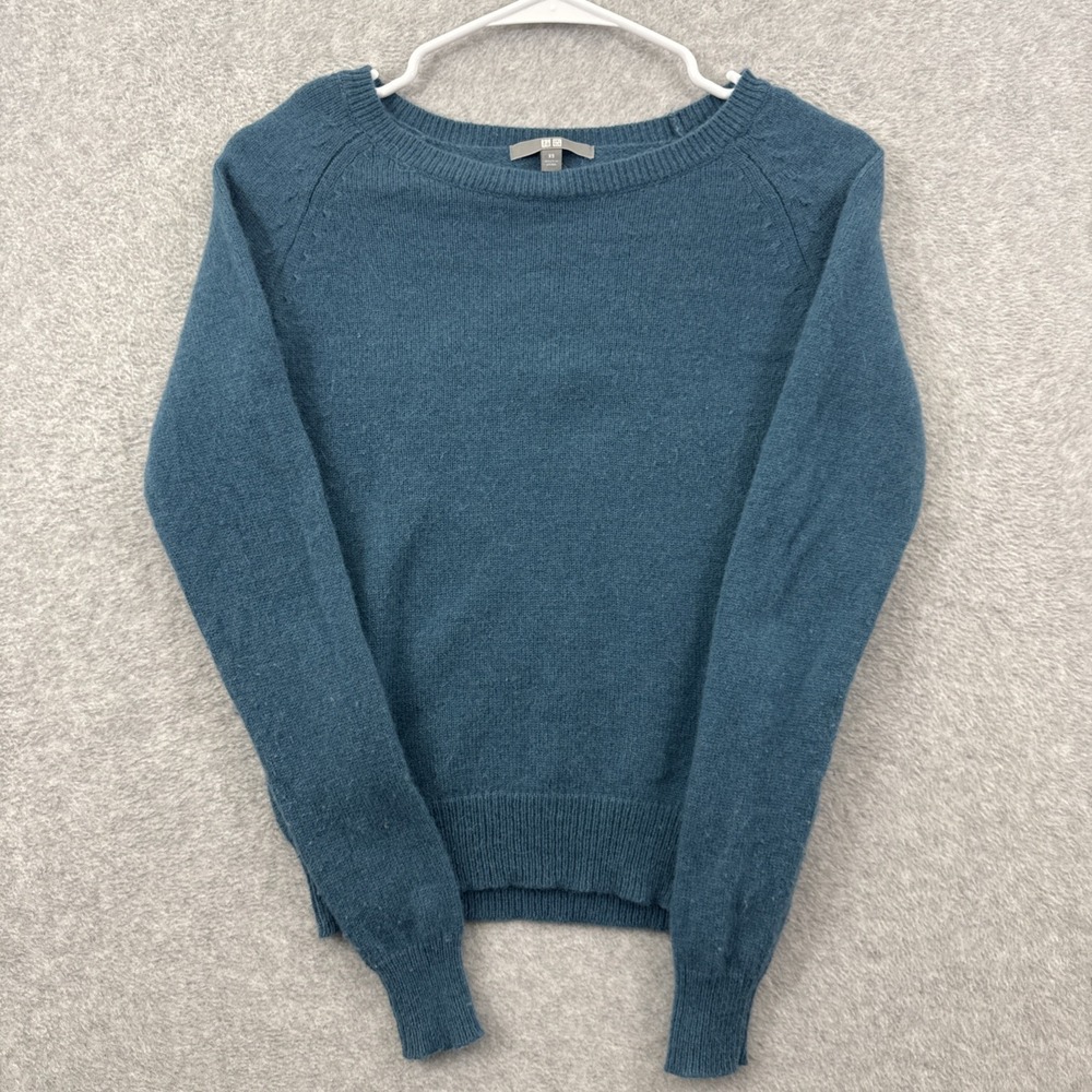 Uniqlo Sweater Women's Xs Green Wool Alpaca Blend Knit Pullover Long Sleeve